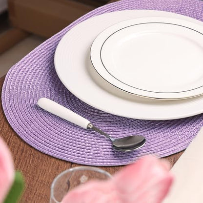 AHHFSMEI Placemats Set of 4 for Dining Table Washable Woven Non-Slip 18x12 inches Placemat Heat-Resistant Durable Table Mats for Dining Table Easy to Clean(Lavender Purple 4)