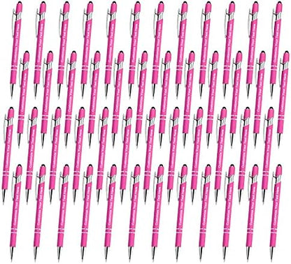 Qingxily Up to 300 Pcs Custom Pens Bulk,Personalized Pens with Free Engraving,Customized Stylus Ballpoint Pens with Your Name,Text,Message for Business,Graduation,Anniversaries-Colorful Pens 48 Packs