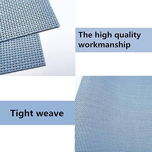 WAZAIGUR Placemats Crisscross Woven Vinyl Place Mats Set of 4 Nattier Blue