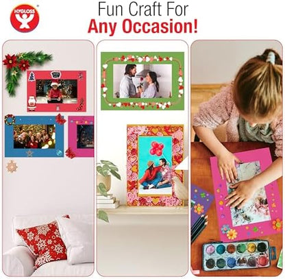 Hygloss 12 Pack Paper Picture Frames, Colorful cardstock Photo Frame 4.75x6.75-Inch, Papers Frames to Decorate for Wedding Birthday DIY Classroom Crafts and Decorations