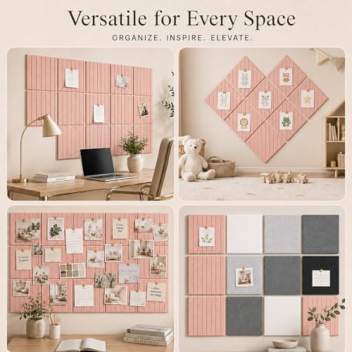 Stripe Felt Bulletin Board Tiles, Cork Board Alternative 48 x 36 in
