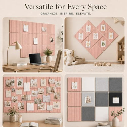 Stripe Felt Bulletin Board Tiles, Cork Board Alternative 48 x 36 in