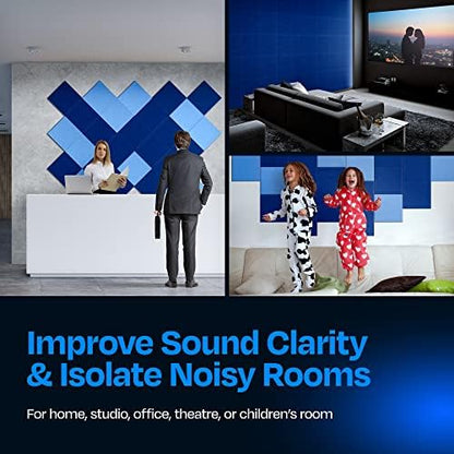 Acoustic Panels 12-Pack Soundproof Wall Panels 12"X12"X0.4" Sound Panels High Density Sound Dampening Panels - [Admiral Blue Square]