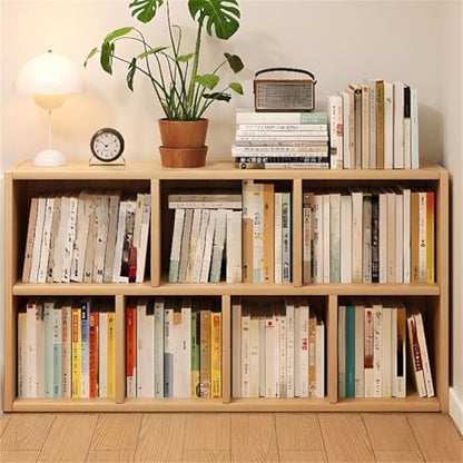 Lumber Organizer Shelf 3/4 Shelves, Lateral Filing or Vertical, Closed Back Floor-Standing Bookshelf Rack Bookcase Cabinet Tiered Shelf Grid Storage Unit Natural 47.2" L x 9.4" W x 23.6" H