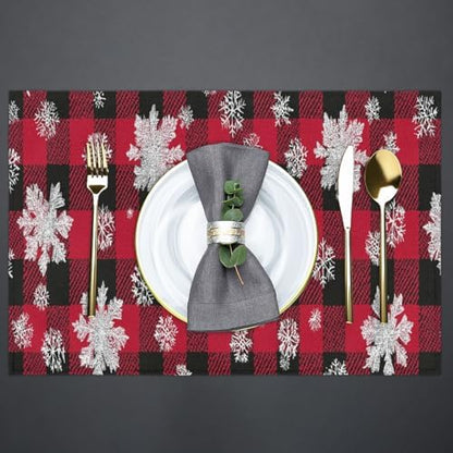 Placemats Set of 4 Washable Linen Place Mats Cloth Table Mats 12x18 Inch