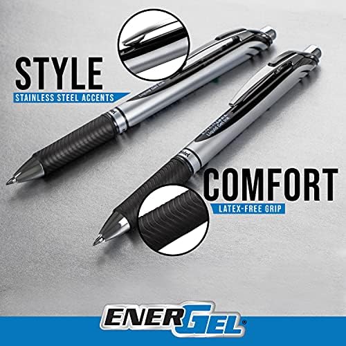 Pentel EnerGel RTX Retractable Liquid Gel Ink Pen, (0.7mm) Medium line, Lilac Ink, Box of 12 Pens (BL77-V3)