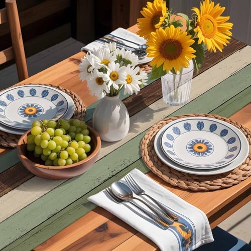 Green Brown Wood Grain Table Runner Dresser Scarf 13 x 72 Inch Vintage Mottled Board Striped Farm Table Runners Non-Slip Heat Resistant Kitchen Dining Table Decor for Home Holidays Indoor Outdoor