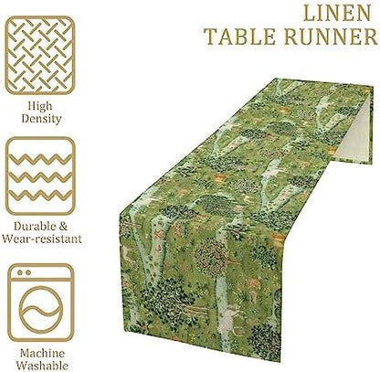 William Morris Original Design Green Table Runner Vintage Floral Table Runner for Dining Table Decor 13 x 70 Inch