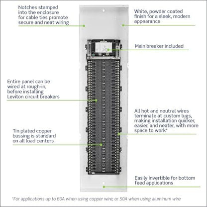 Leviton 66 Space, 66 Circuit Indoor Load Center with 225 Amp Main Circuit Breaker, LP622-BPD