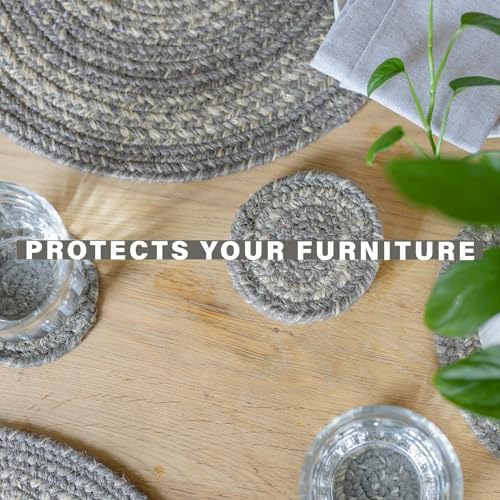 Homespice Grey Cloud Jute Braided Placemats, Oval 13x19 Set of 6