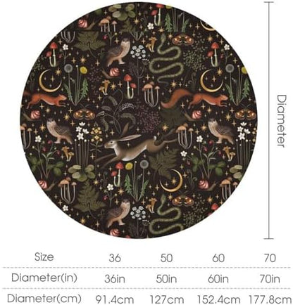 Rustic Forest Tablecloth, Fairy Tale Forest Woodland Wild Animals Moths Flowers Moon Star Table Cover for Home Kitchen Dining Table Party Camping Decor, 70x70in