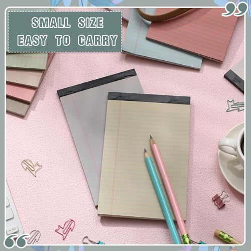 Lincia 24 Pcs 5" x 8" Small Legal Pads Colored Lined Note Pads Narrow Ruled Writing Notepads 50 Sheets Per Micro Paper Notebook Lined and Perforated for College Office Supplies (Fresh Colors)