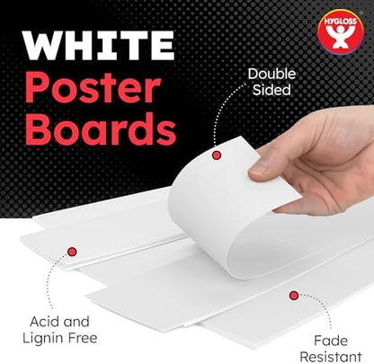 Hygloss White Poster Board 4 x 11-50 Count Bulk Pack, 10 Pt. Thickness