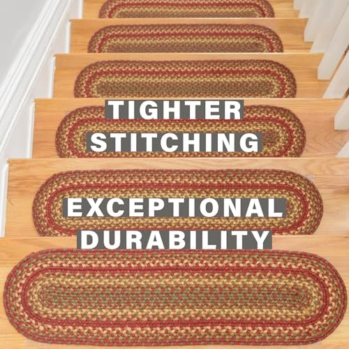 Homespice Cider Barn Jute Braided Stair Treads, Rect 8x28 Set of 13