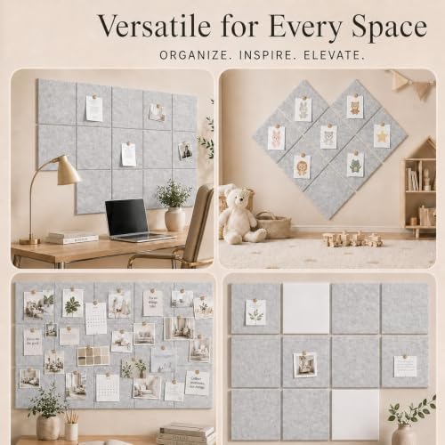 Felt Bulletin Board Tiles, Large Cork Board Alternative,24 x 36 in