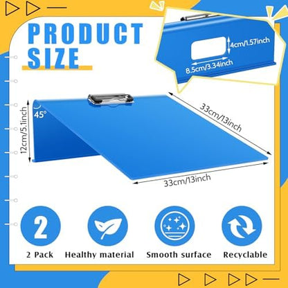 Pasimy 2 Pcs Slant Board Writing 13 x 13 Inch Heavy Duty Slanted Clipboard Sloped Acrylic Large Writing Board to Improve Handwriting Posture Reading Grasp for Back to School Office Supplies(Blue)