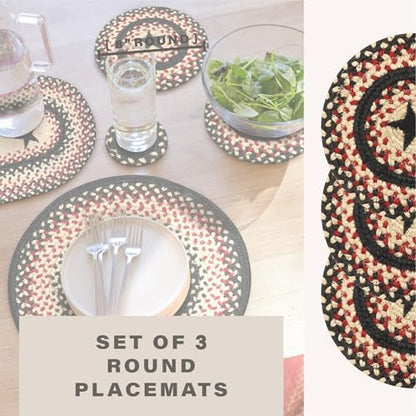 Homespice Gloucester Braided Trivets Ideal as Hot Pads, Round 8" Set of 3