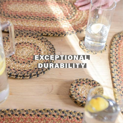 Homespice Russet Braided Placemats Ideal as Dining Mats, Round 15" Set of 2
