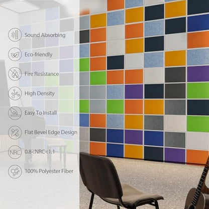 12 Pack Rectangle Acoustic Panels Self Adhesive Sound Proof Foam