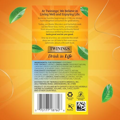 Twinings Herbal Tea Variety Pack, 20 Count (Pack of 6), Formerly Assorted Herbal, Includes 5 Flavours, Naturally Caffeine-Free, Enjoy Hot or Iced, 120 Teabags