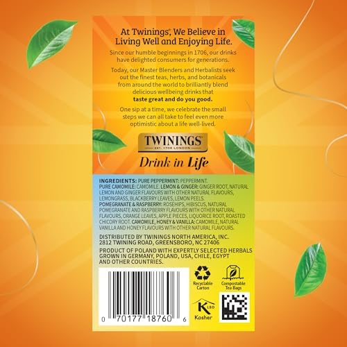 Twinings Herbal Tea Variety Pack, Assorted Tea Bags, 20 CT Box (1 Pack)