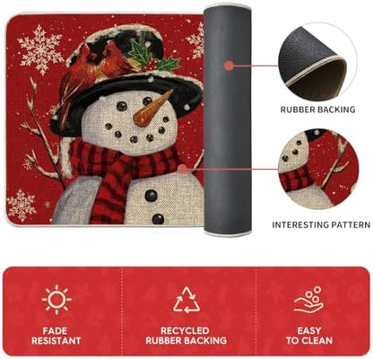 Artoid Mode Snowman Let It Snow Snowflake Christmas Kitchen Mats Set of 3, Winter Home Decor Low-Profile Kitchen Rugs for Floor - 17"x29"+17"x36"+17"x47"
