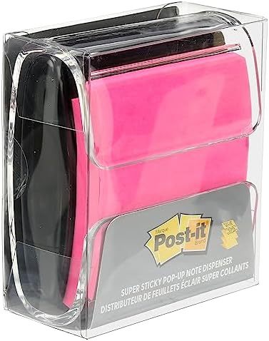 Post-it Pop-up Notes Dispenser, 3x3 in, Black Base Clear Top, Pack Includes Dispenser and a 45-Sheet Pad of Pop-up Notes (WD-330-BK)