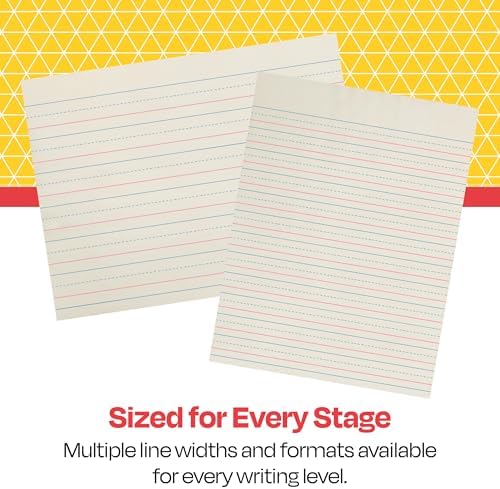 School Smart Zaner-Bloser Writing Paper, Handwriting Practice Lined Paper, Grade 1 Learning, 7/8 Inch Rule, 10-1/2 x 8 Inches, 500 Sheets