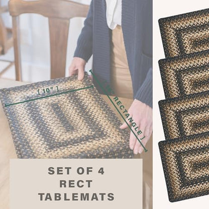 Homespice Kilimanjaro Jute Braided Table Mats, Rect 10x15 Set of 4