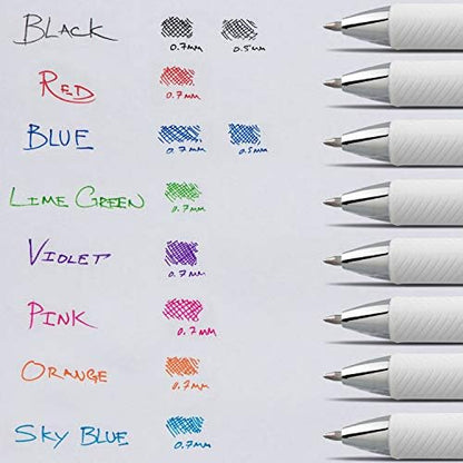 Pentel EnerGel Pearl Retractable Liquid Gel Pen, 0.7mm Black/Blue/Violet Ink, 12 Pack (BL77W12C)