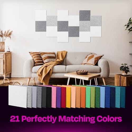 Acoustic Panels 12-Pack Soundproof Wall Panels 12"X12"X0.4" Sound Panels High Density Sound Dampening Panels - [White Square]