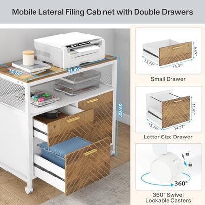 Tribesigns Office Desk with Drawers Sets, 63 inches L Shaped Computer Desk with Mobile File Cabinet,Big Executive Desk for Home Office Furniture Sets (Light Walnut, 63-inch)