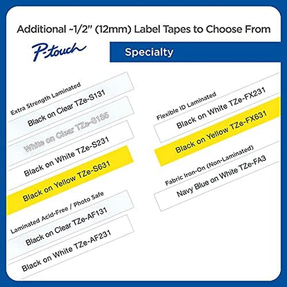 Brother Genuine P-Touch TZe-231 4-Pack Tape (TZE2314PKB) ½” (0.47” or 12mm) x 26.2 ft. (8m) Laminated Black on White, (for use with PT-D210, PT-H110, PT-D220, PT-D410, PT-D600 Label Makers)