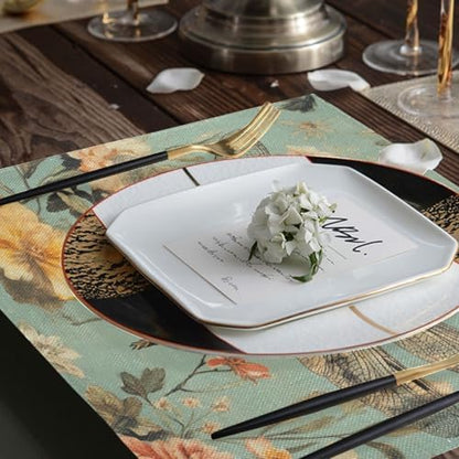 ALAZA Vintage Dragonfly Floral 1 PC Placemats Rectangle Table Mat for Dining Table Restaurant Kitchen Home Decor, 12" x 18"