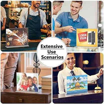 MaxGear Acrylic Sign Holder 8.5x11 Horizontal 6 Pack, Double-Sided Display