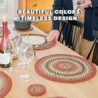 Homespice Chester Braided Trivets Ideal as Pot Holders, Round 8" Set of 6