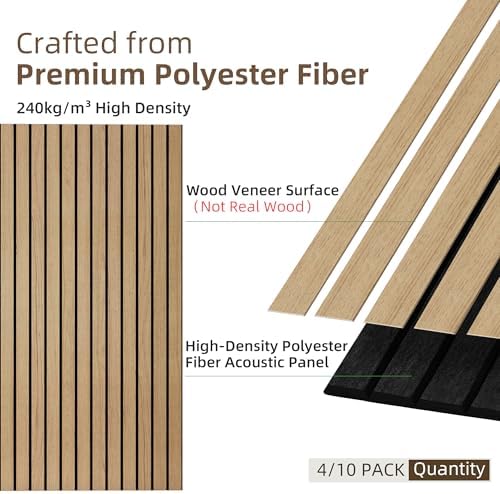 TO-TH Soundproof Panels Decorative Noise Absorbing Wall Panel 10 Pack, Teak
