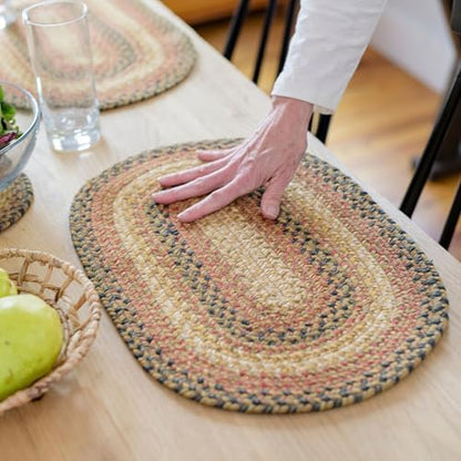 Homespice Russet Braided Placemats for Country Decor, Oval 13x19 Set of 4
