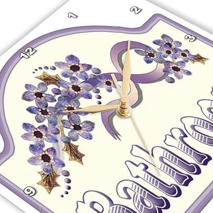 3dRose Wall Clock Silent - 13 inch - Vintage Violet Bathroom Sign - Vintage