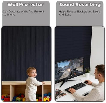 Large Felt Bulletin Board with Self-Adhesive | 6 Pack 36"x24" Cork Board Alternative | Notice Boards with 35 Pushpins, Secure and Easy to Install, Home Office Decor Classroom Decor - Navy Blue