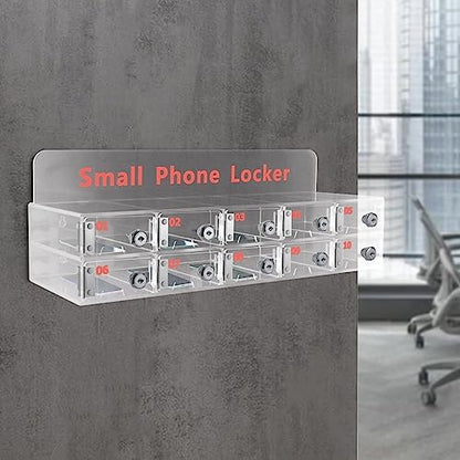 Cell Phone Cabinet,Acrylic Pocket Chart Cell Phones Storage Cabinet, Cell Phone Locker,Wall-Mounted with a Locked,for Classroom, Office, Gym (10 Slots)
