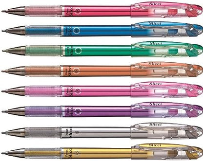 Pentel Arts Slicci Metallic 0.8 mm Needle Tip Gel Pen, Metallic Bronze Ink, Box of 12 (BG208-ME)