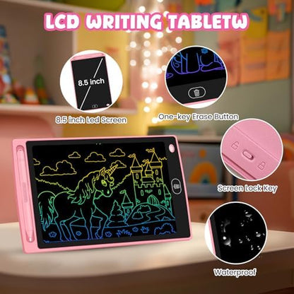 3 Pack LCD Writing Tablet for Kids - Erasable and Reusable Toddler Doodle Board in 8.5 inch, Ideal Drawing Pad for Learning Toy for Ages 3-8, Gift for Girls Boys (3 Pack (Pink,Blue, Green))