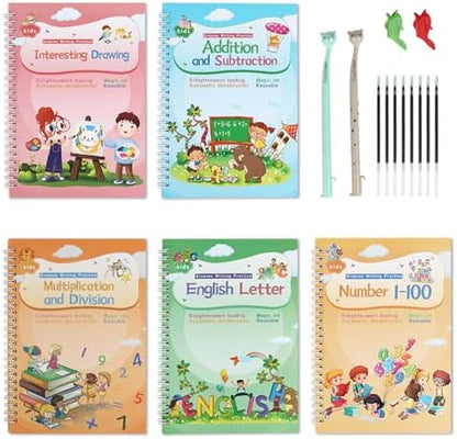 Magical Handwriting Workbooks Handwriting Practice Copybook Aid Magic Pen Reusable Copybook Grooves Template Design for Children Books Suitable for Children's Learning