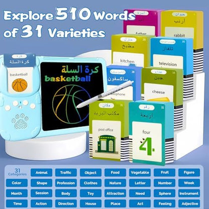 Writing Drawing Tablet with Talking Flash Cards - Arabic Blue