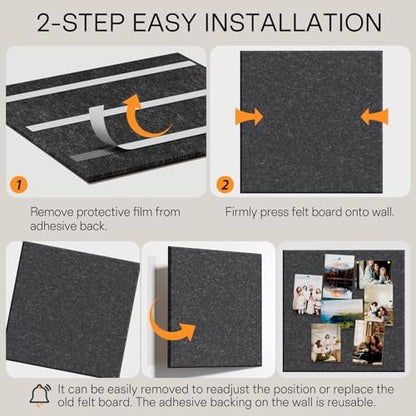 MaxGear Extra Large Bulletin Board 72" x 48", Dark Gray Felt Wall Tiles