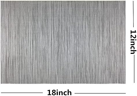 WAZAIGUR Placemats Crisscross Woven Vinyl Place Mats Set of 4 Silver&Black