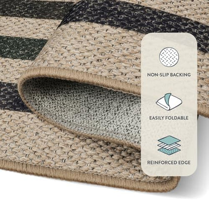 Lahome Modern Geometric Easy Jute Rug, 4x6 Washable Indoor Outdoor Rug