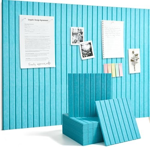 Large Felt Bulletin Board Cork Board Alternative with Safe Removable Adhesive Tabs, Wall Bulletin Board for Home Office Classroom Pin Board (Sky Blue, Fine-Stripe 6-Pack)