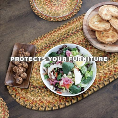 Homespice Kingston Jute Braided Table Mats, Rect 10x15 Set of 4